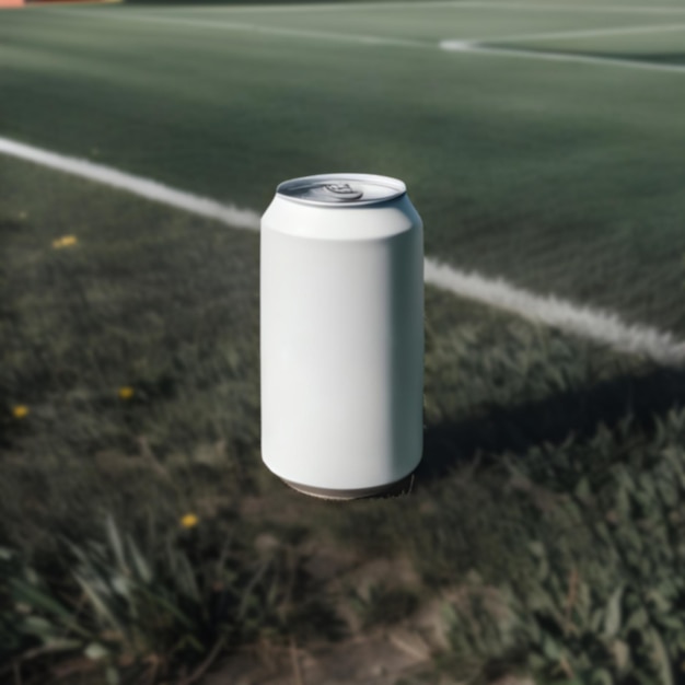 foto de botella de bebida en el campo de fútbol o fútbol ai generado