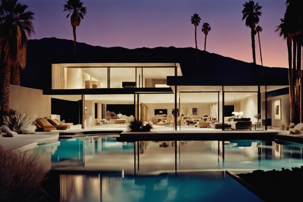 Foto foto en bruto de una lujosa casa moderna de estilo rancho en palm springs