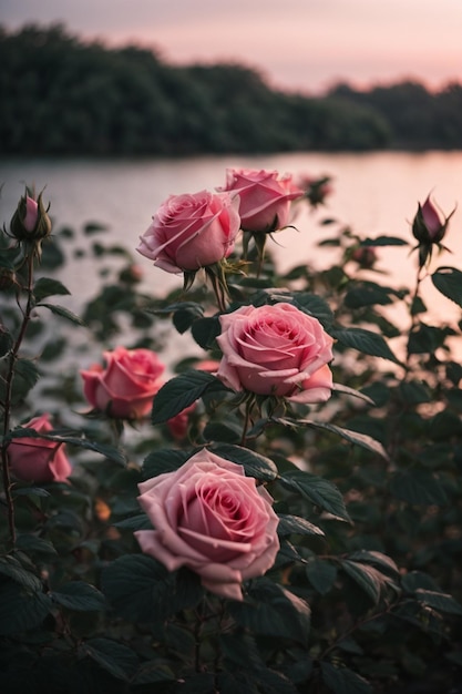 Foto Bündel von hübschen rosa Rosen in der Natur