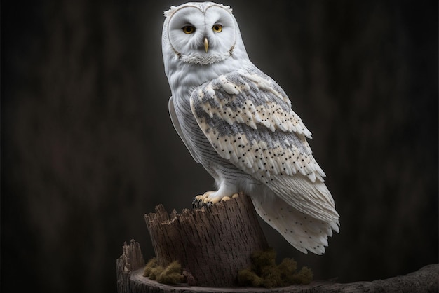 Foto foto de un búho blanco con fondo negro