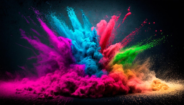 Foto buntes gemischtes Regenbogen-Holi-Pulver