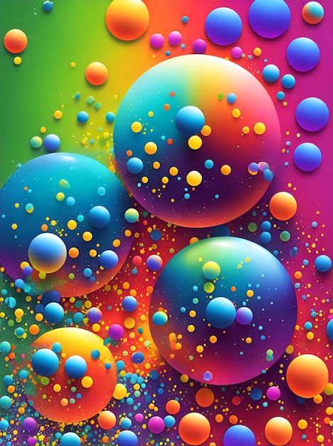 Foto foto de burbujas de colores flotando en el aire.