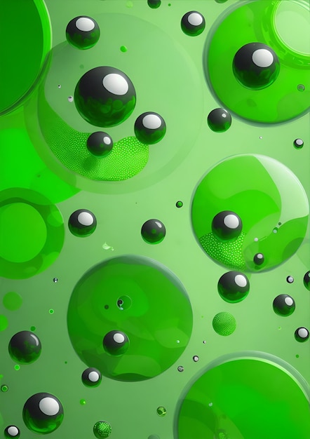 Foto de burbujas verdes sobre un fondo vibrante