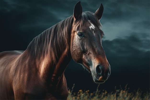 Foto foto de un caballo en un fondo aislado de la naturaleza