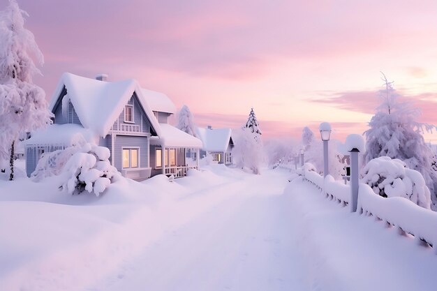 Foto de cabañas noruegas cubiertas de nieve en el Polo