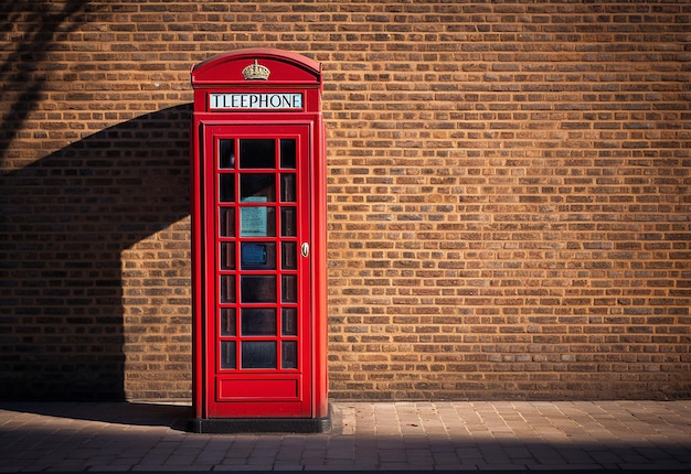 Foto foto de cabinas telefónicas de color rojo en una hermosa calle de la ciudad