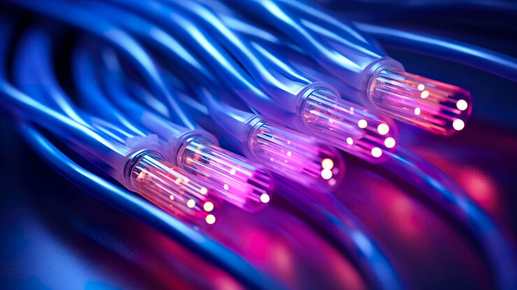Foto una foto de cables de fibra óptica en primer plano