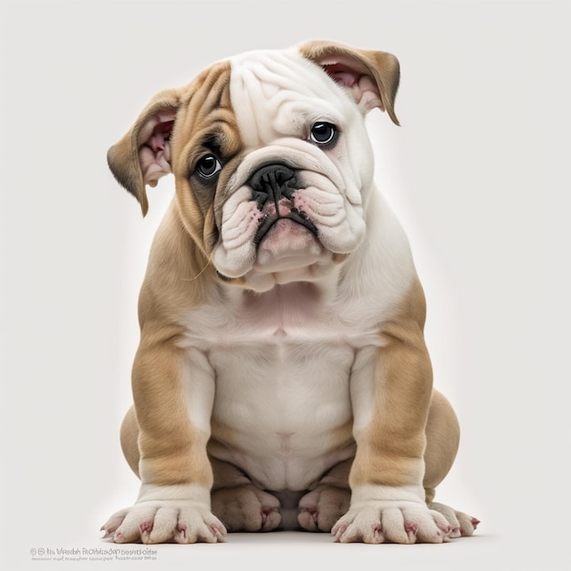 Foto de cachorro de bulldog inglés sentado