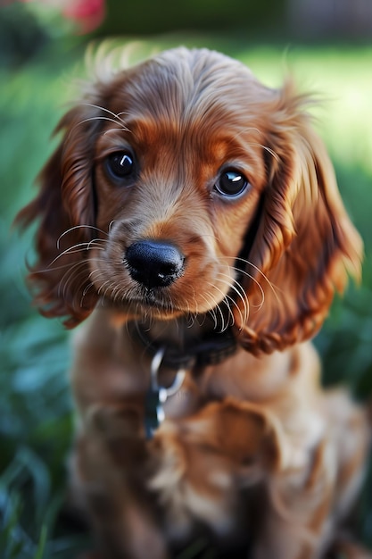 Foto foto de un cachorro de pelaje largo