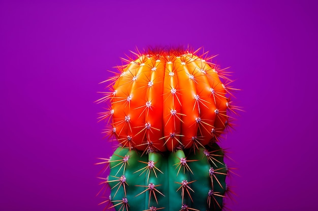 Foto de un cactus con un fondo de gradiente colorido