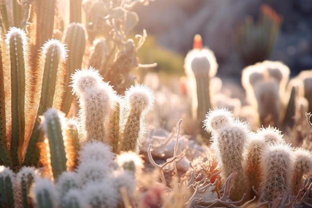 Foto foto de un cactus iluminado por el sol