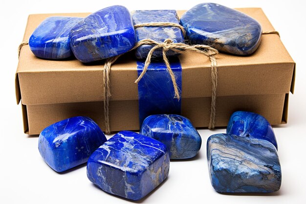 Foto la foto de la caja de regalo azul brillante de lapis lazuli es una sorpresa.