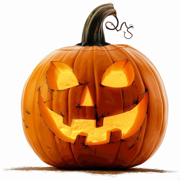 Foto de la calabaza de Halloween aislada sobre un fondo blanco