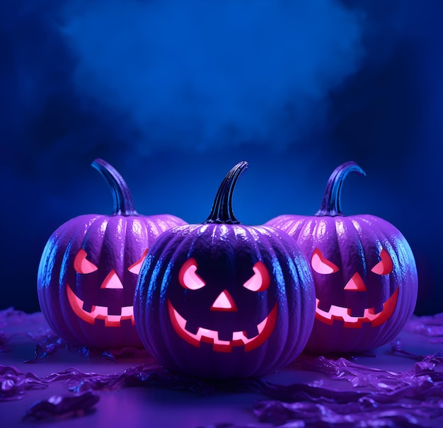 foto calabazas malvadas de halloween con banner de venta de fondo de castillo espeluznante para el día de halloween