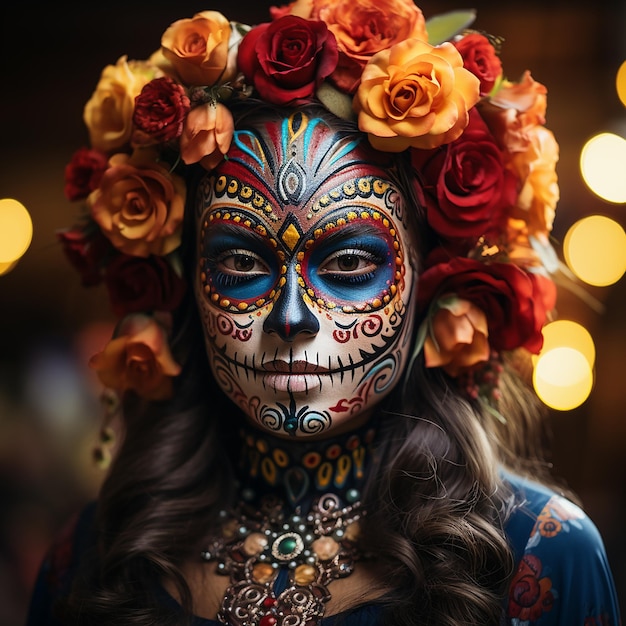 Foto de calavera aterradora para la celebración del día de los muertos