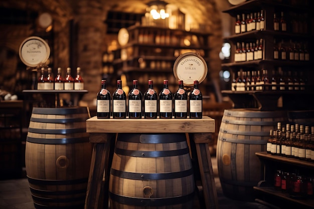 Foto de cambio de inclinación de vinos y licores añejos de viticultores que muestran la antigua idea creativa medieval de Rust