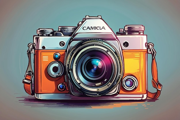 Foto câmera cartoon imagem gráfica ilustração colorida
