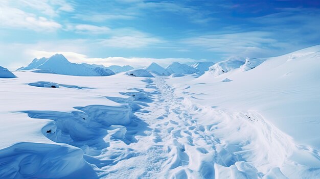 Una foto de un camino de avalancha nevada a la luz del sol brillante