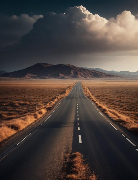 Foto camino en las montañas del desierto ai generador de imágenes