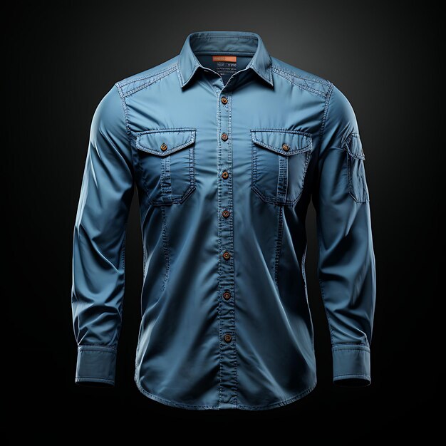 Foto foto de camisa con botones para hombres estilo chambray con alfombra de tela denim vista delantera limpia bg aislada