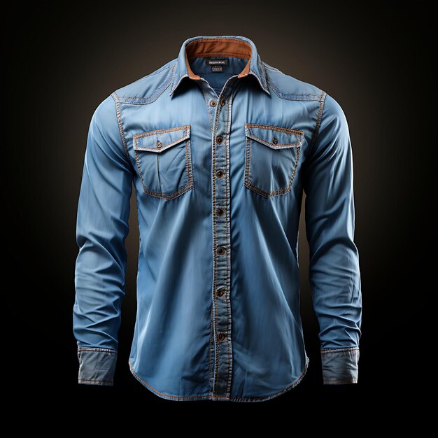 Foto foto de camisa con botones para hombres estilo chambray con alfombra de tela denim vista delantera limpia bg aislada