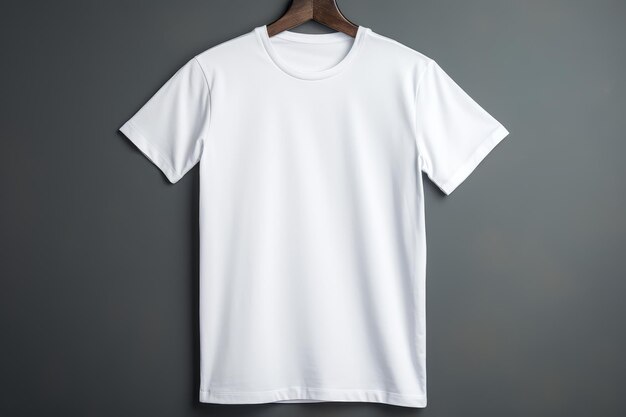 Foto de una camiseta blanca en un fondo gris minimalista AI generativa