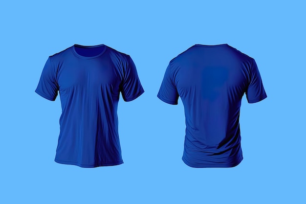 Foto foto camisetas azules masculinas realistas con espacio de copia vista frontal y posterior