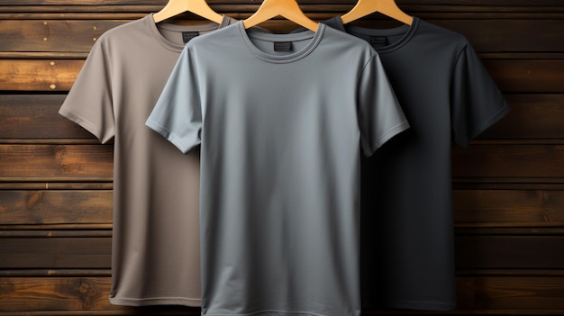 Foto de camisetas grises con maqueta de espacio de copia.