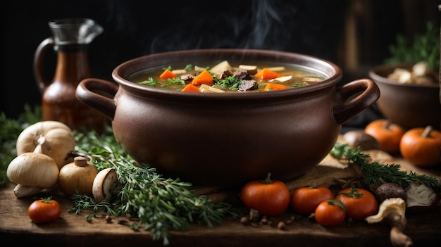 foto canja de galinha, cenouras e batatas em uma tigela branca para refeições de inverno 3