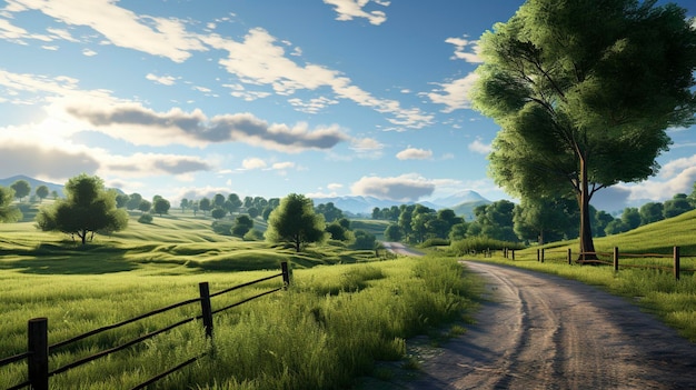 Una foto de una carretera rural rodeada de bosque verde