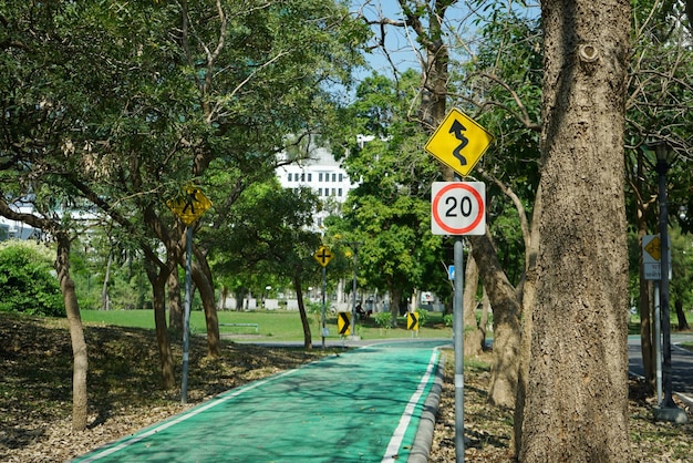 Foto de un carril bici en el parque.