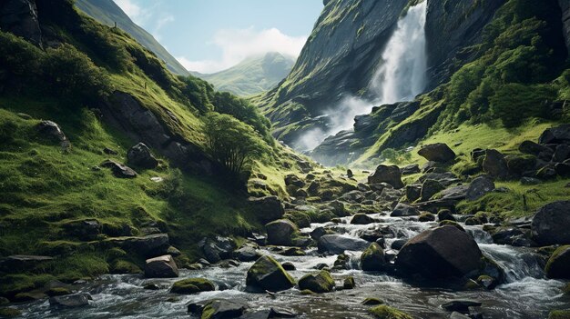 Una foto de una cascada en una selva tropical