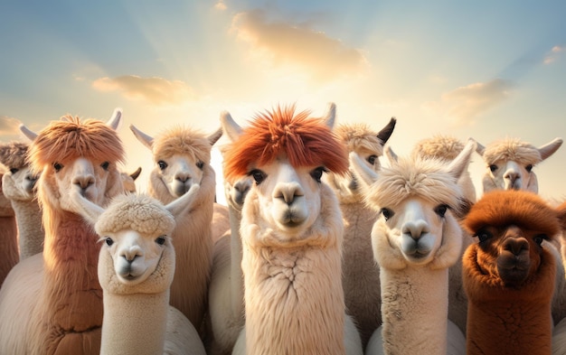 Foto cativante de Alpacas Generative AI