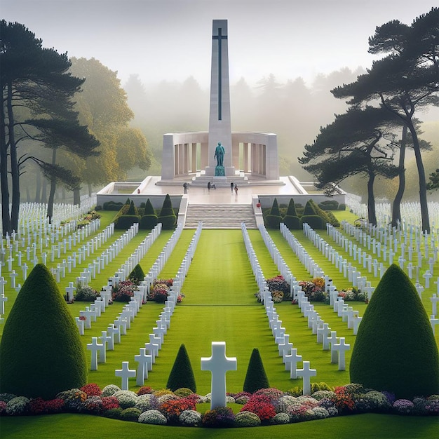 una foto de un cementerio con un cementerio en el fondo