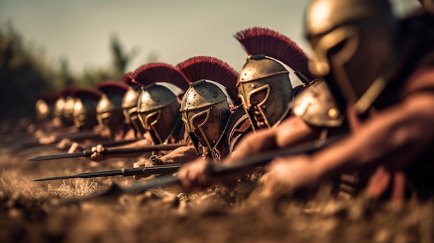 Foto cena de batalha medieval com cavalaria e infantaria