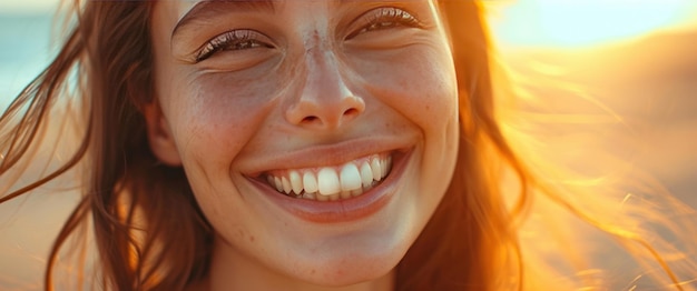 Foto una foto de cerca de alguien sonriendo y sonriendo