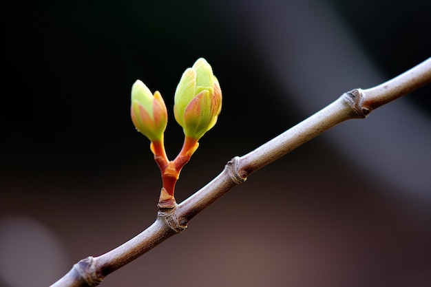 Una foto de cerca de un brote de ciruela a punto de florecer