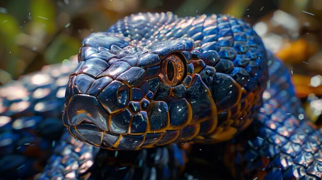 Una foto de cerca de la cara de una serpiente índigo de Texas generada por la IA