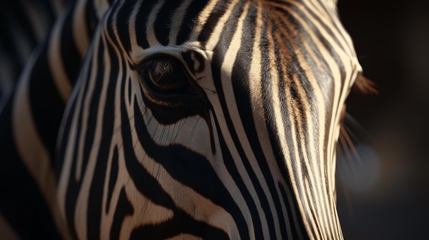 Una foto de cerca de una cebra, un animal salvaje.