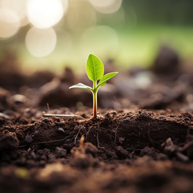 Foto de cerca del cultivo de una planta en el suelo