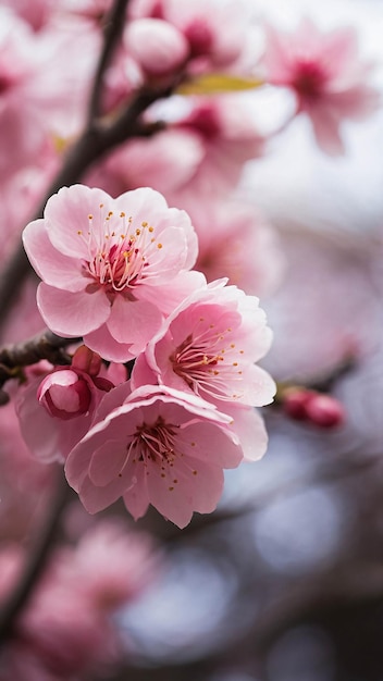 Foto foto de cerca de la flor de cerezo rosado la flor de sakura floreciendo en el paisaje natural de primavera