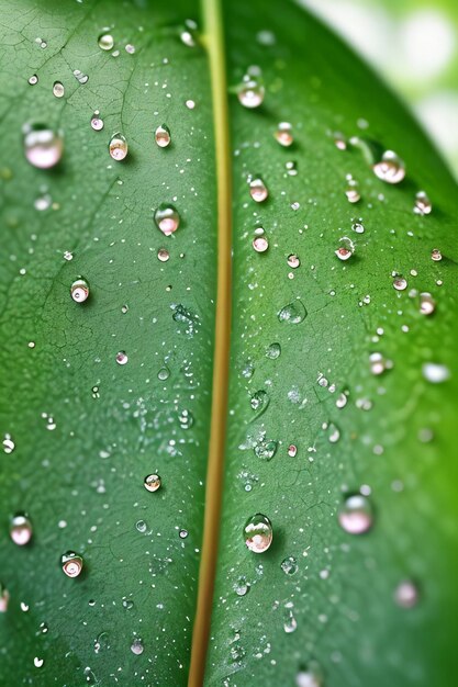 Foto de cerca de las hojas con gotas de agua macro shot