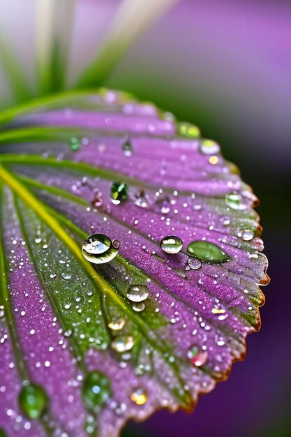 Foto de cerca de las hojas con gotas de agua macro shot