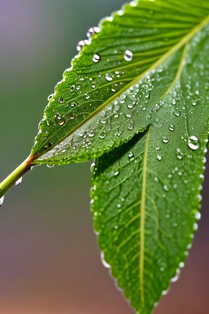 Foto de cerca de las hojas con gotas de agua macro shot