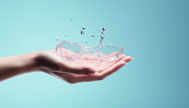 foto de cerca de la mano de la mujer bajo la corriente de agua salpicando