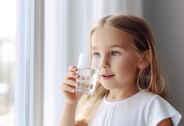 Foto de cerca niños bebiendo un vaso de agua