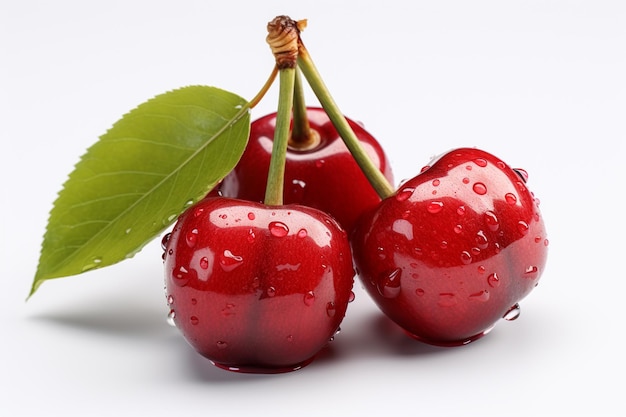 foto de cerezas aisladas sobre fondo blanco