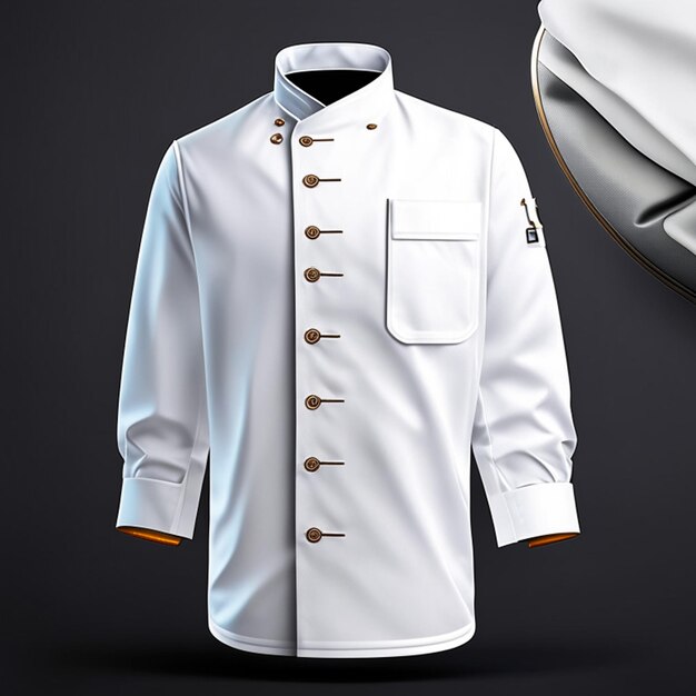 Foto una foto de chaquetas blancas de chef, uniforme de cocinero, modelo de camisa formal