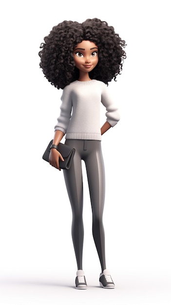 Foto de chica negra 3d con cabello rizado ai generativo