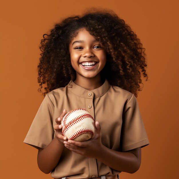 Foto foto de una chica negra con una pelota en la mano